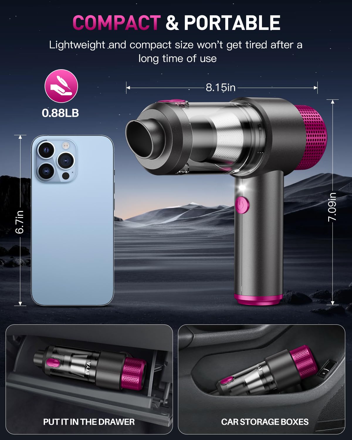 KMM Handheld Car Vacuum Cleaner, Hand Held Vacuum Cleaner and Air Duster