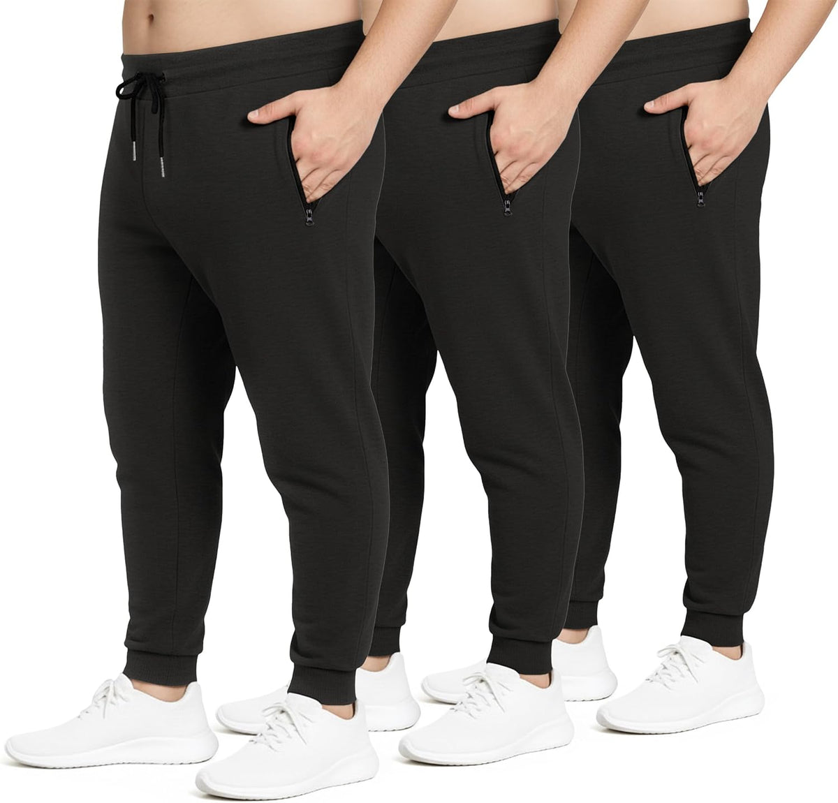 PURE CHAMP Sweatpants for Men 3 Pack Fleece Athletic Workout Joggers Mens Sweatpants with Zipper Pockets Size S-3XL