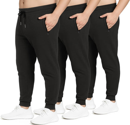 PURE CHAMP Sweatpants for Men 3 Pack Fleece Athletic Workout Joggers Mens Sweatpants with Zipper Pockets Size S-3XL