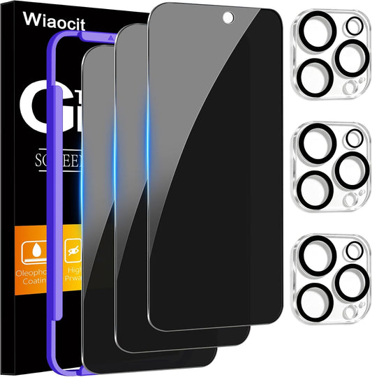 Wiaocit Tempered Glass Privacy Screen Protector for iPhone 15 Pro