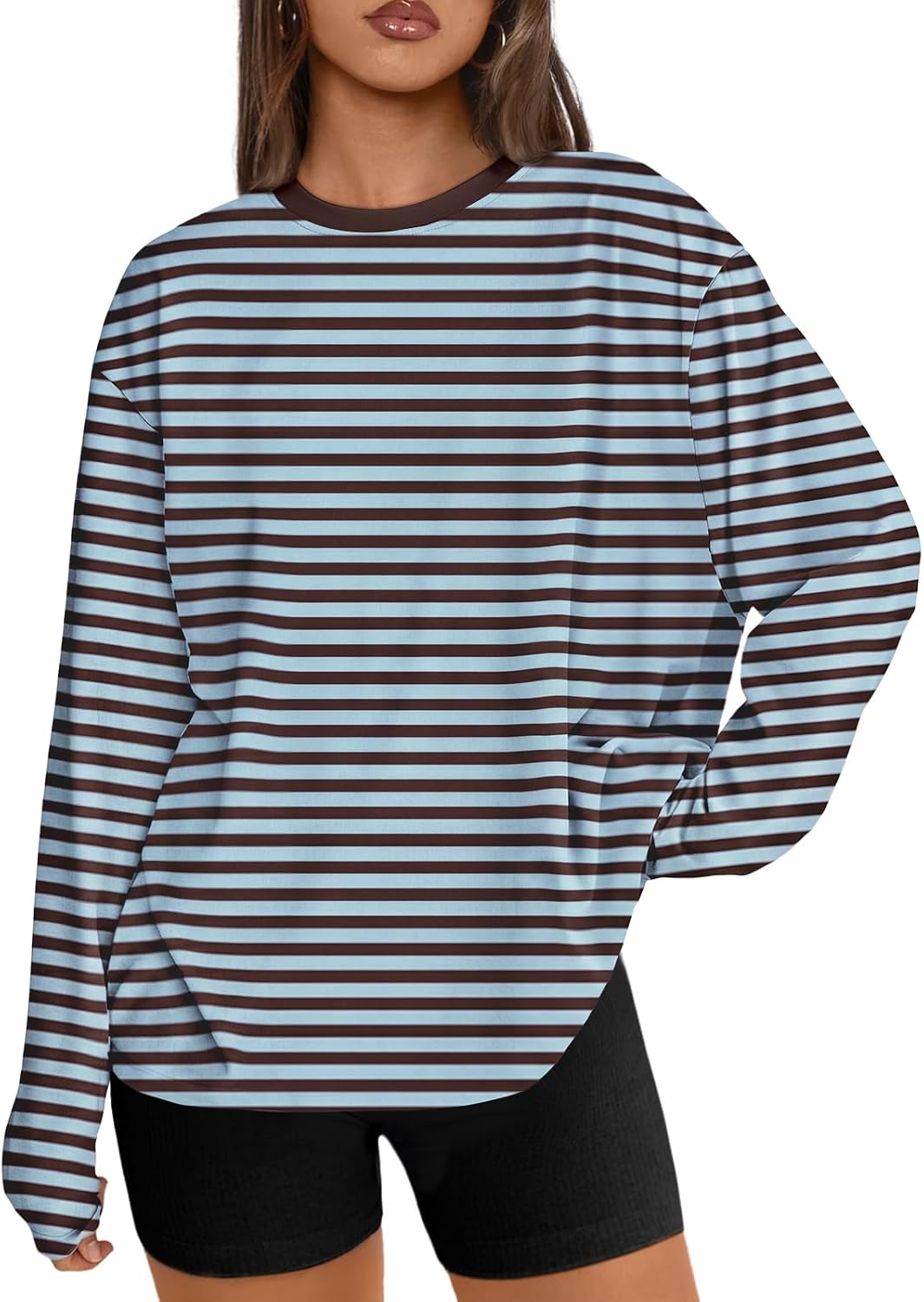 Trendy Queen Womens Oversized Long Sleeve Shirts Fall Tops 2026 Basic Tees