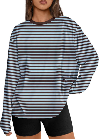 Trendy Queen Womens Oversized Long Sleeve Shirts Fall Tops 2026 Basic Tees