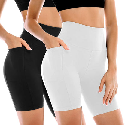 Leafigure 2 Pack Womens Biker Shorts with Pockets 6"