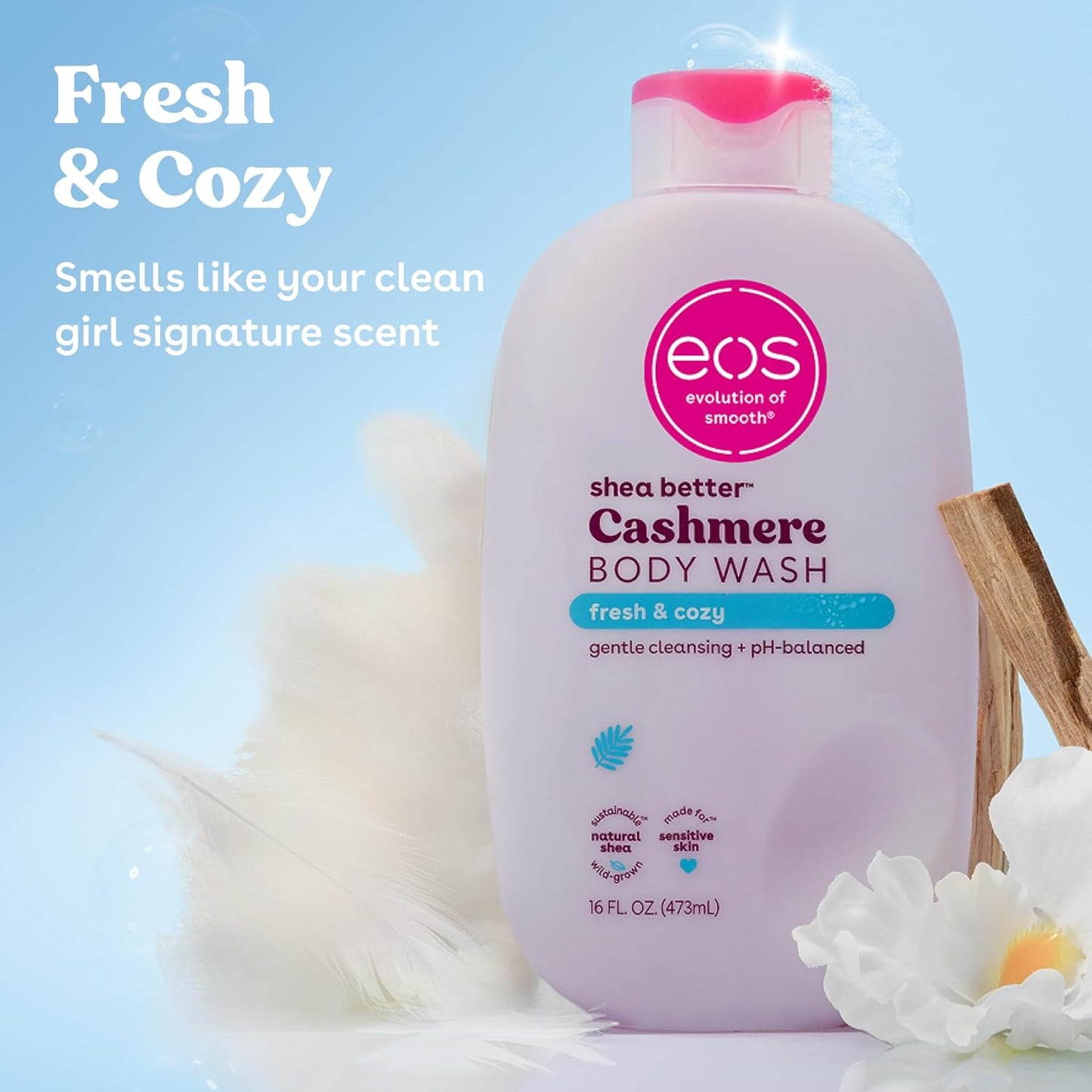 eos Cashmere Body Wash- Vanilla, Creamy Gel with Shea Butter, 16 fl oz