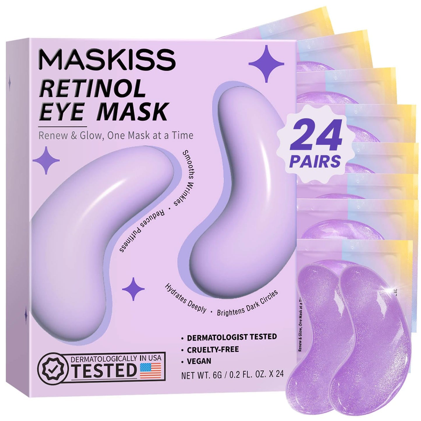 Maskiss 24k Gold Under Eye Patches (50 Pairs), eye mask, Collagen Skin Care Products, Eye Patches for Puffy Eyes, eye masks for dark circles and puffiness