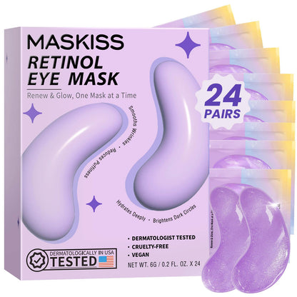 Maskiss 24k Gold Under Eye Patches (50 Pairs), eye mask, Collagen Skin Care Products, Eye Patches for Puffy Eyes, eye masks for dark circles and puffiness