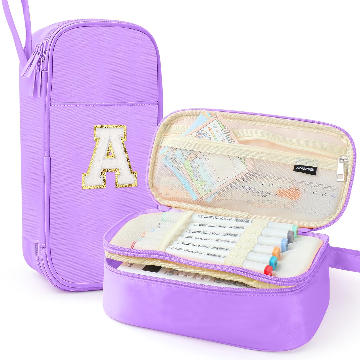 Cute Large Pencil Case Pouch,Personalized Initial Pencil Bag for Girls Boy