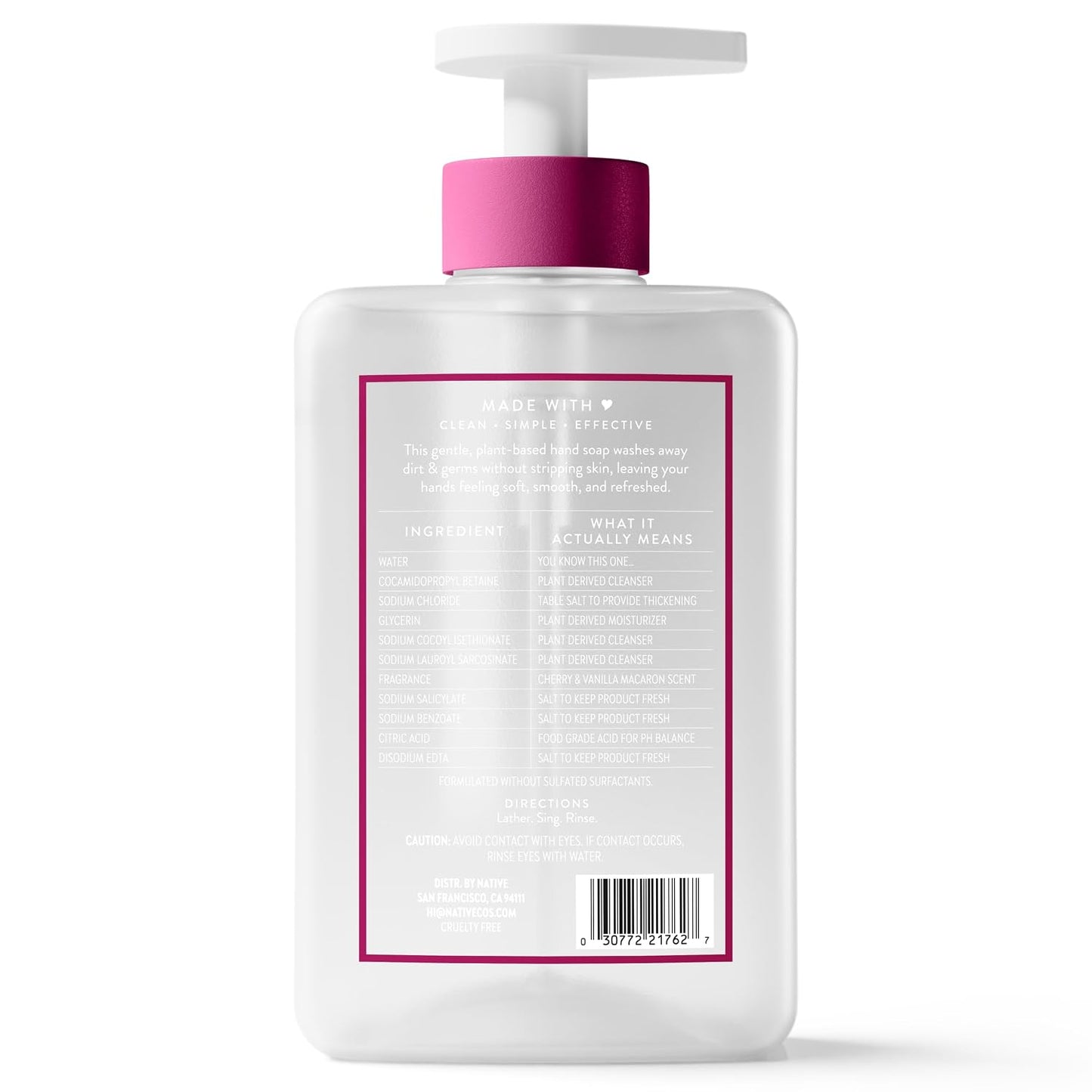 Native Liquid Hand Soap, Toasted Vanilla & Honey Scent, Non-Drying Formula for Soft, Smooth Hands, Made with Plant-Based Cleansers, Sulfate & Paraben Free, 13 oz Bottle