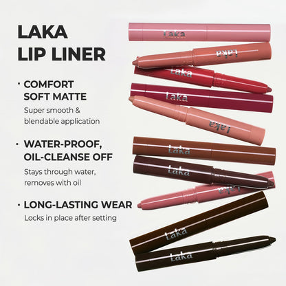 Laka Lip Liner - Smooth & Blendable Soft Matte Lip Contour Pencil for Shaping & Overlining Lips | Waterproof Formula, Oil-Cleanse Off, Long-Lasting Wear | #01 Bare Memory (Warm Beige)