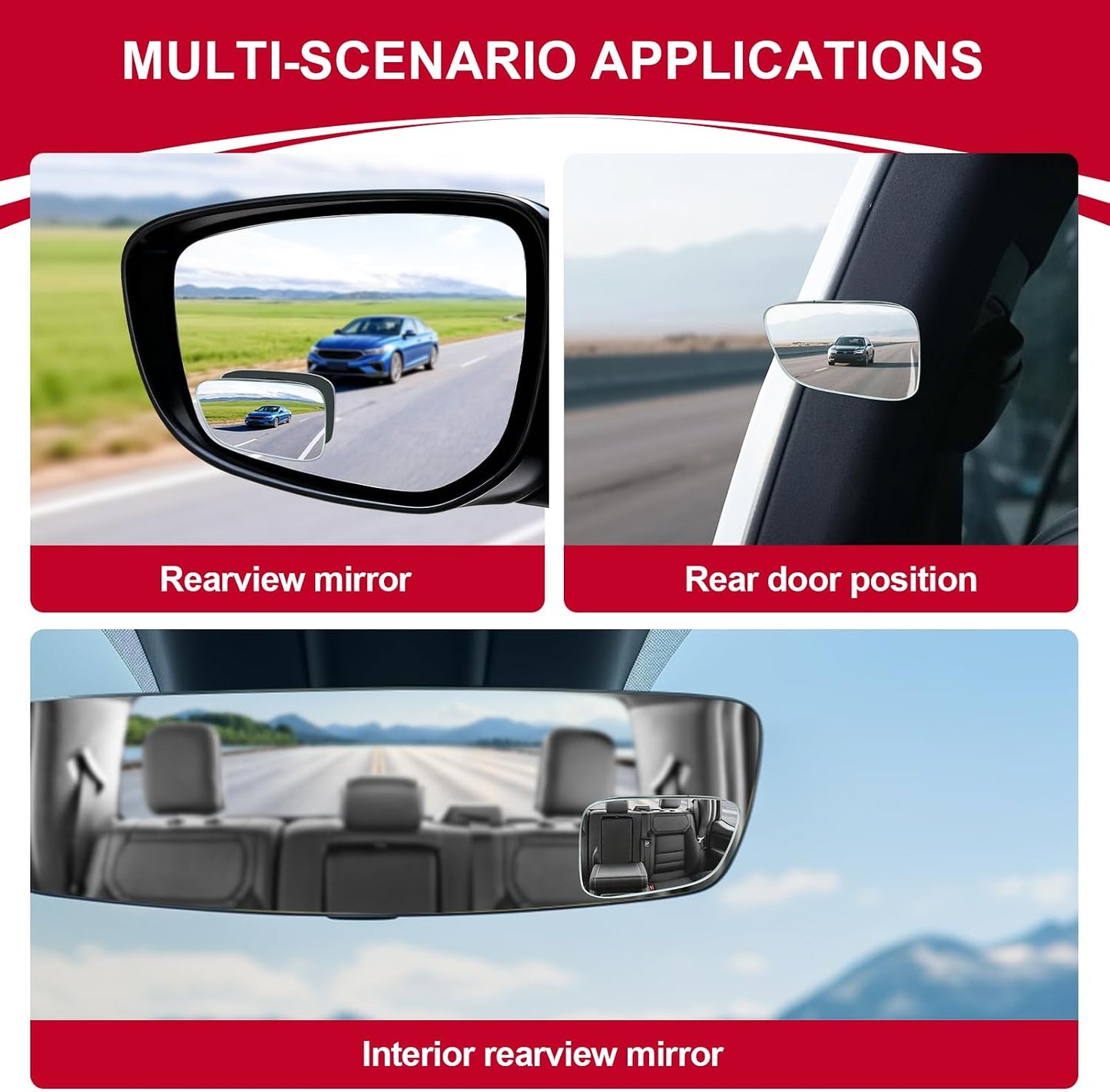 LivTee Blind Spot Car Mirror, HD Glass Frameless Convex Side Mirror Blindspot, Wide Angle Rear View Mirrors for SUVs, Trucks and RVs - Car Accessories