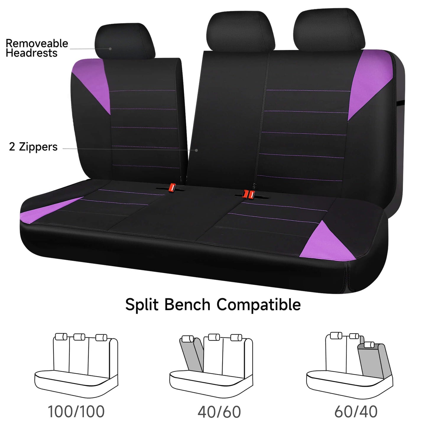 CAR PASS Waterproof Car Seat Covers Front Seats Only with 5mm Composite EVA, Neoprene Car Seat Cover with Separate Headrest Cover, Quick Setup Universal Fit for Car SUV Trucks,Airbag Compatible（Gray