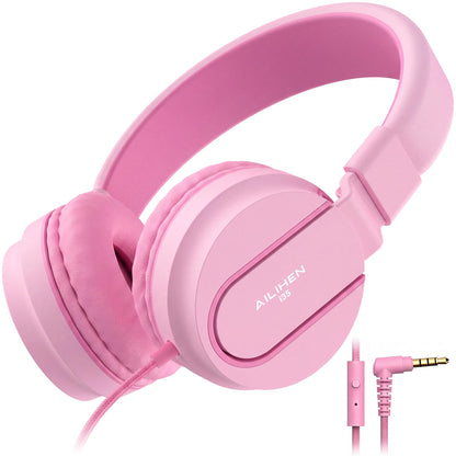 AILIHEN I35 Kids Headphones for School with Mic, 93dB Safe Volume, Orange