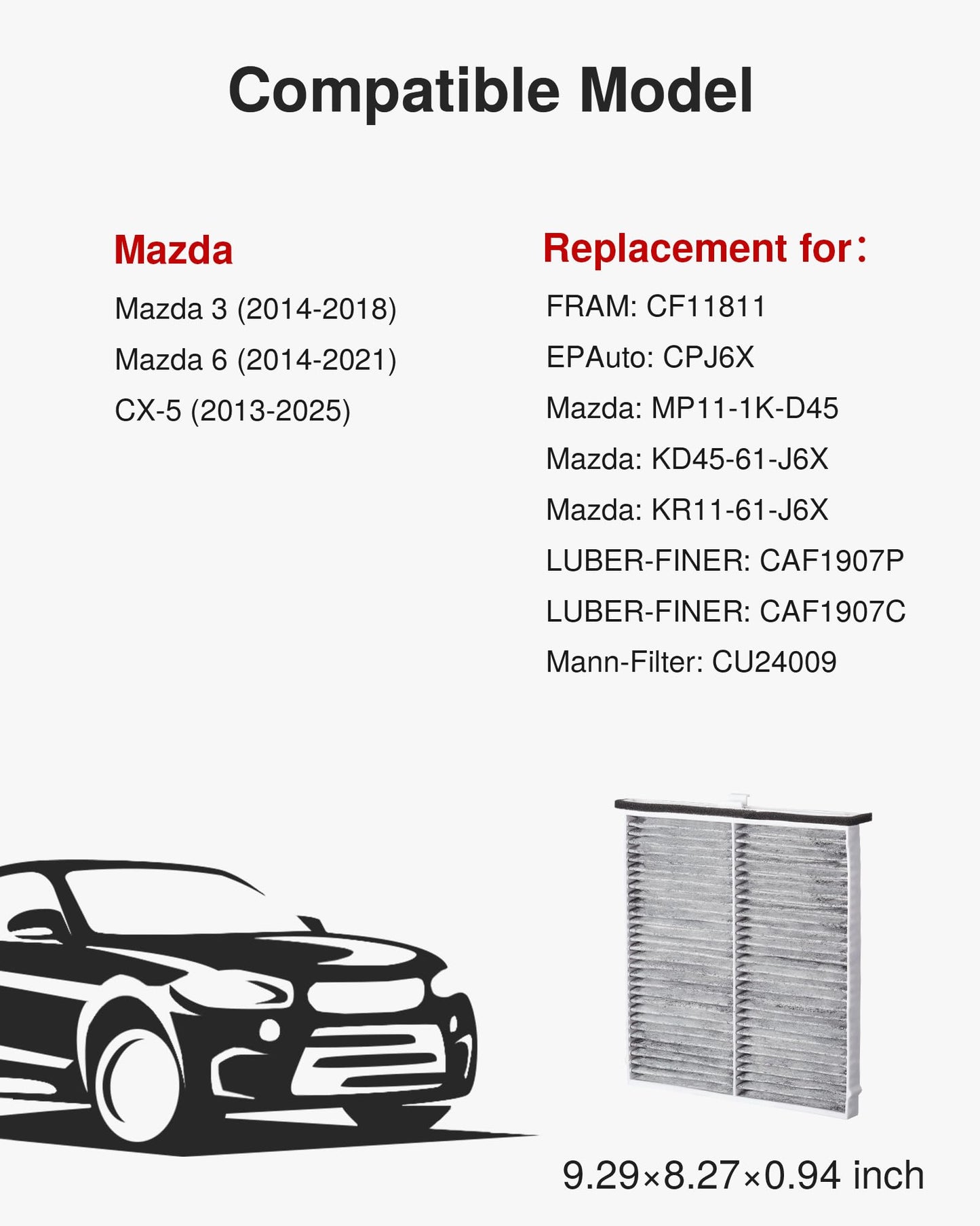 Puroma Cabin Air Filter Activated Carbon for CF11920 CP920 6043C Ford C-Max