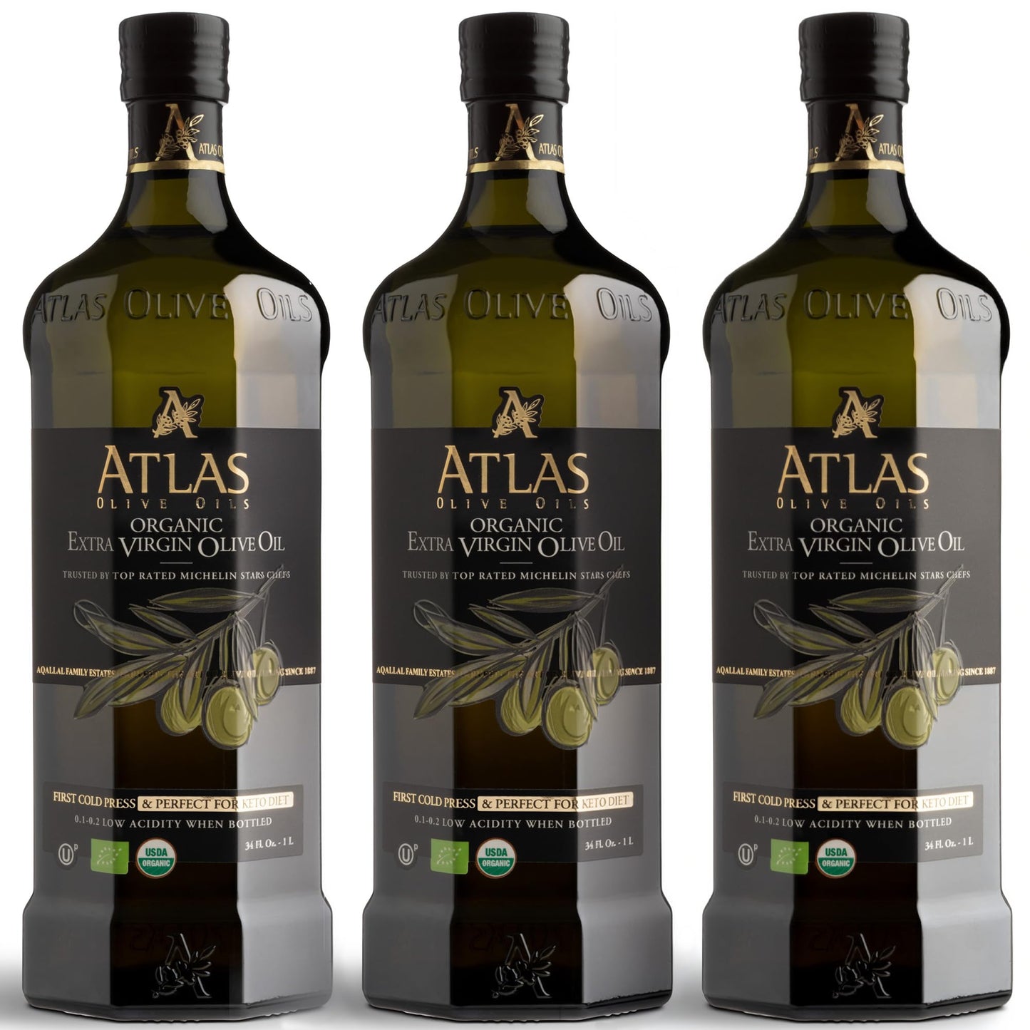 Atlas Organic Extra Virgin Olive Oil, Moroccan, High Polyphenol, 1 L