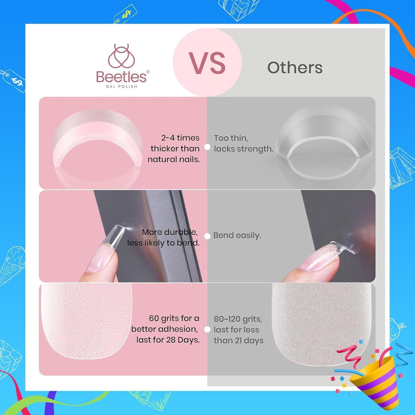 Beetles Soft Gel Nail Tips Short Almond 288pcs in 12 Sizes Etch-X