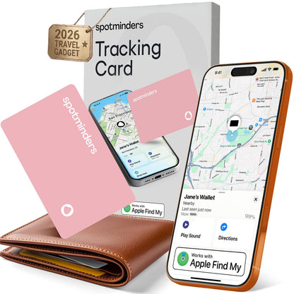 SPOTMINDERS Apple MFi Certified Wallet Tracking Card Black 4-Pack Travel Gifts for Him Works with Apple Find My Rechargeable Tracker IP68 Waterproof 0.07" Slim iPhone Item Finder for Luggage Passport