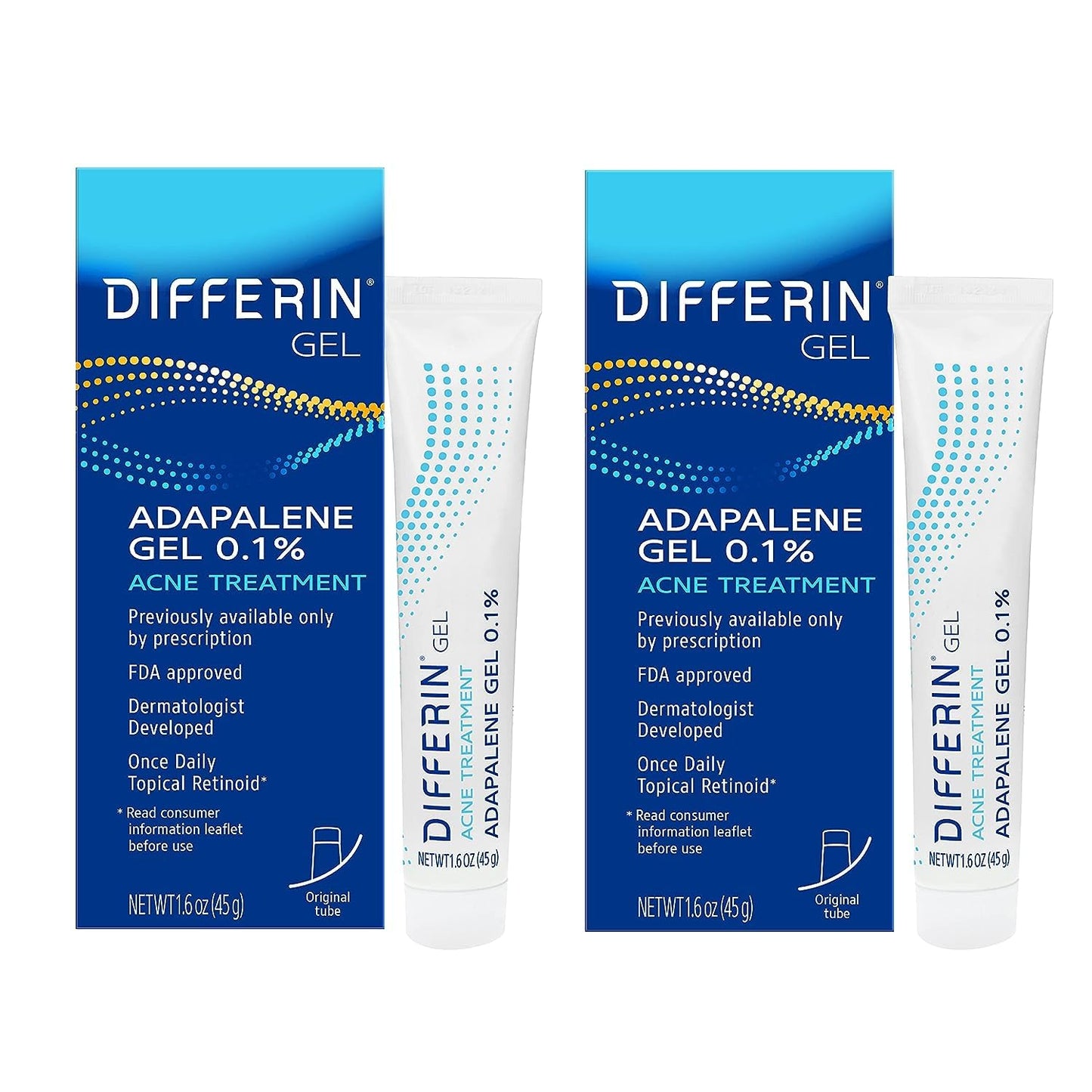 Differin Acne Retinoid Treatment Gel, 0.1% Adapalene, 45g Pump
