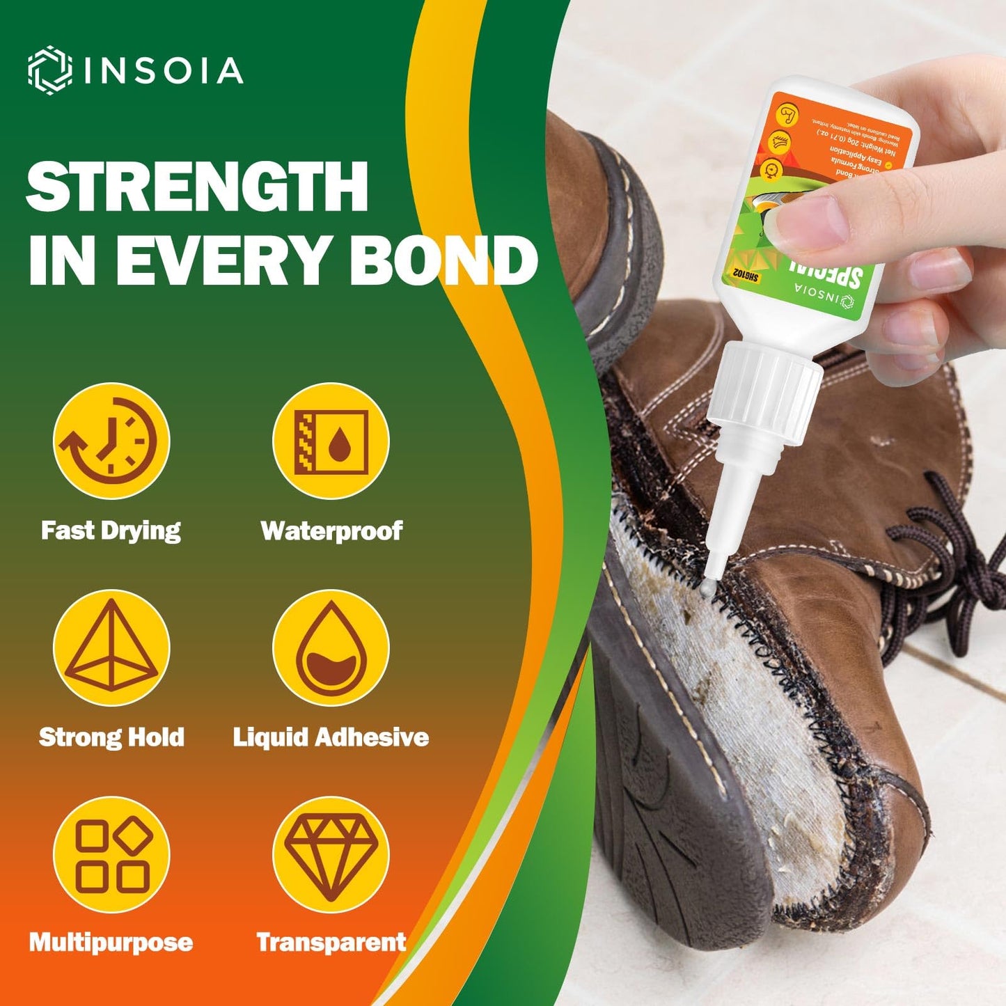 INSOIA Super Medium CA Glue, 20g, Strong Bond, with Precision Tips