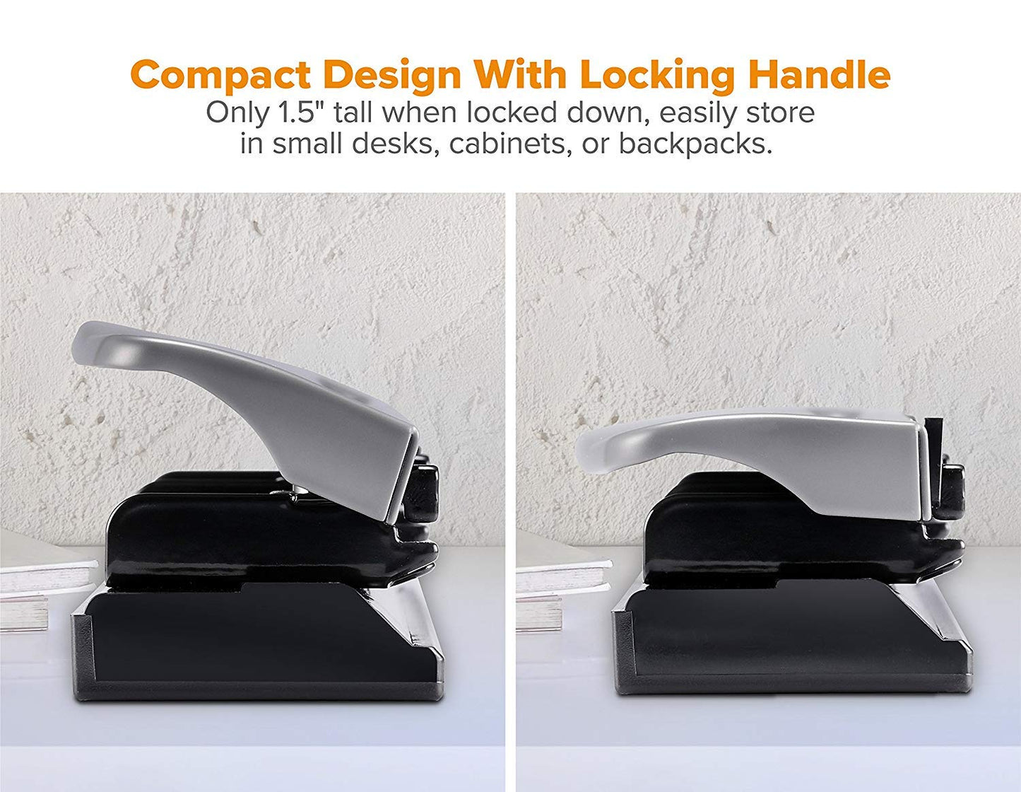 Bostitch Office Premium 3 Hole Punch, 12 Sheet Capacity, Metal, Rubber Base, Easy-Clean Tray, Silver