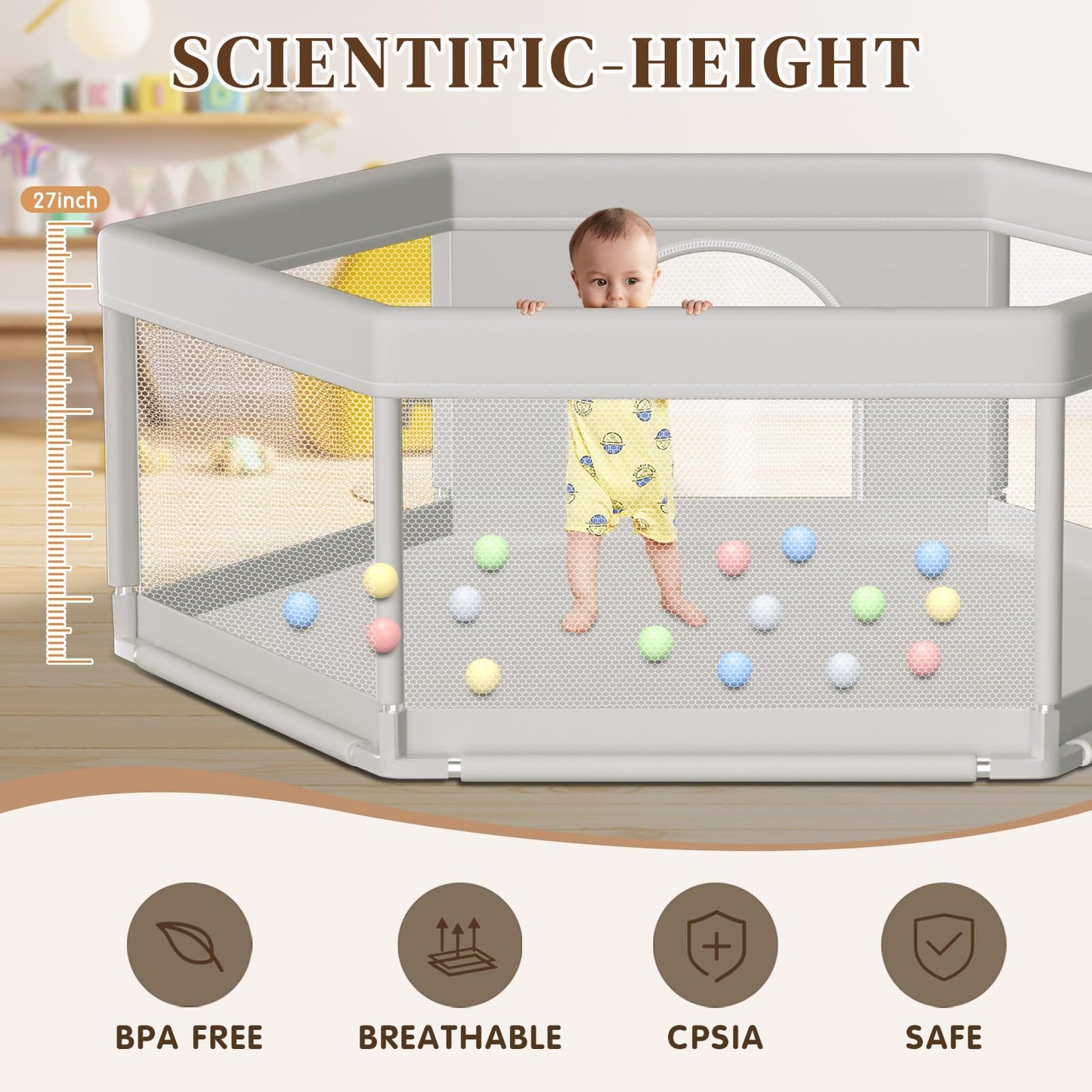Hiaksedt Baby Playpen 50x50 Inch, Play Pens for Babies and Toddlers
