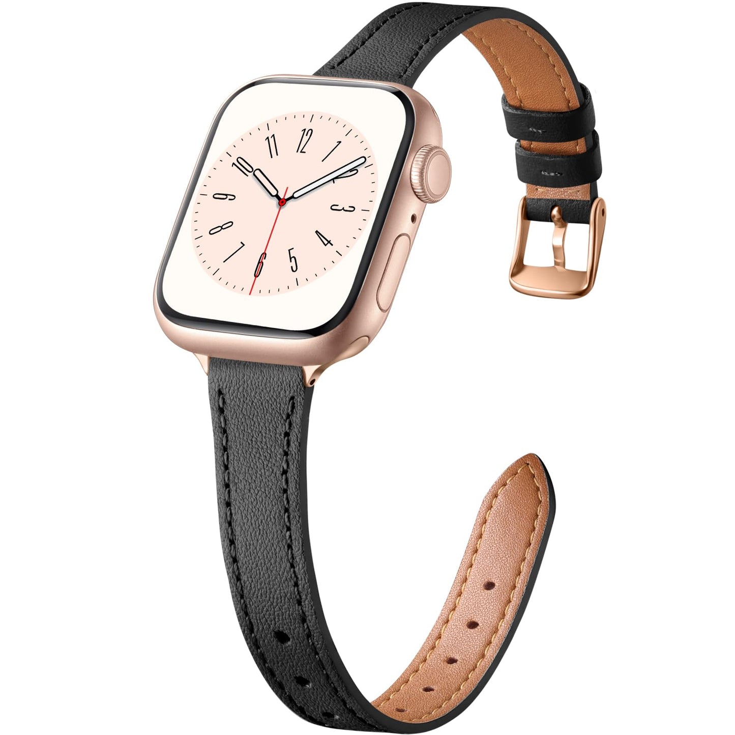 Charlam Slim Leather Band Compatible with Apple Watch Bands for Women 40mm 38mm 41mm 42mm 44mm 45mm 46mm, Top Grain Genuine Leather Strap Thin Wristband for iWatch Series 11 10 SE 9 8 7 6 5 4 3 2 1