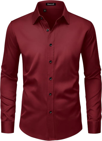 Men’s Wrinkle Free Dress Shirts Regular Fit Long Sleeve Non Iron Business Casual Wedding Stretch Button Down Shirt