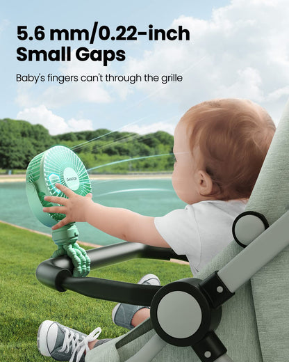 Gaiatop Mini Portable Stroller Fan, Small Clip on Fan 3 Speed Rechargeable