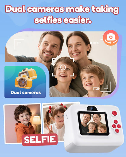 Dylanto Kids Camera Instant Print,1080P Kids Instant Cameras that Print Photos,Christmas Birthday Gifts for Girls Age 3-12,Portable Toy for 3 4 5 6 7 8 9 10 Year Old Girls Boys Pink