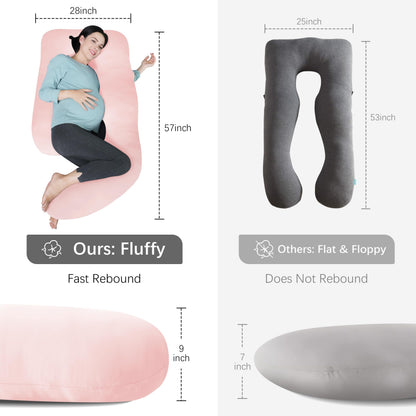MOON PARK Pregnancy Pillows for Sleeping - U Shaped Full Body Maternity Pillow with Removable Cover - Support for Back, Legs, Belly, HIPS - 65 Inch - Aquamarine