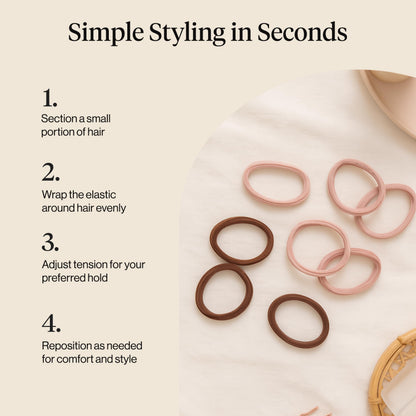 Kitsch Elastic Hair Ties No Damage | Stretchable Hair Bands - Neutral 12pcs