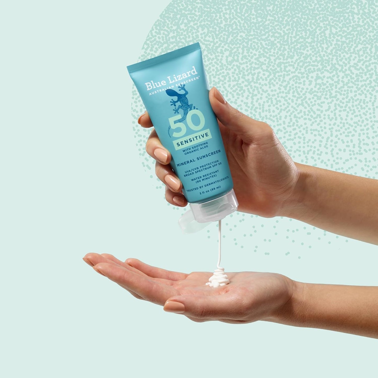 Blue Lizard Sensitive Mineral SPF 50 Sunscreen Lotion, 100% Mineral Sunscreen, UVA/UVB Protection, Infused with organic Aloe Vera, Soothes and Hydrates, 5 fl oz
