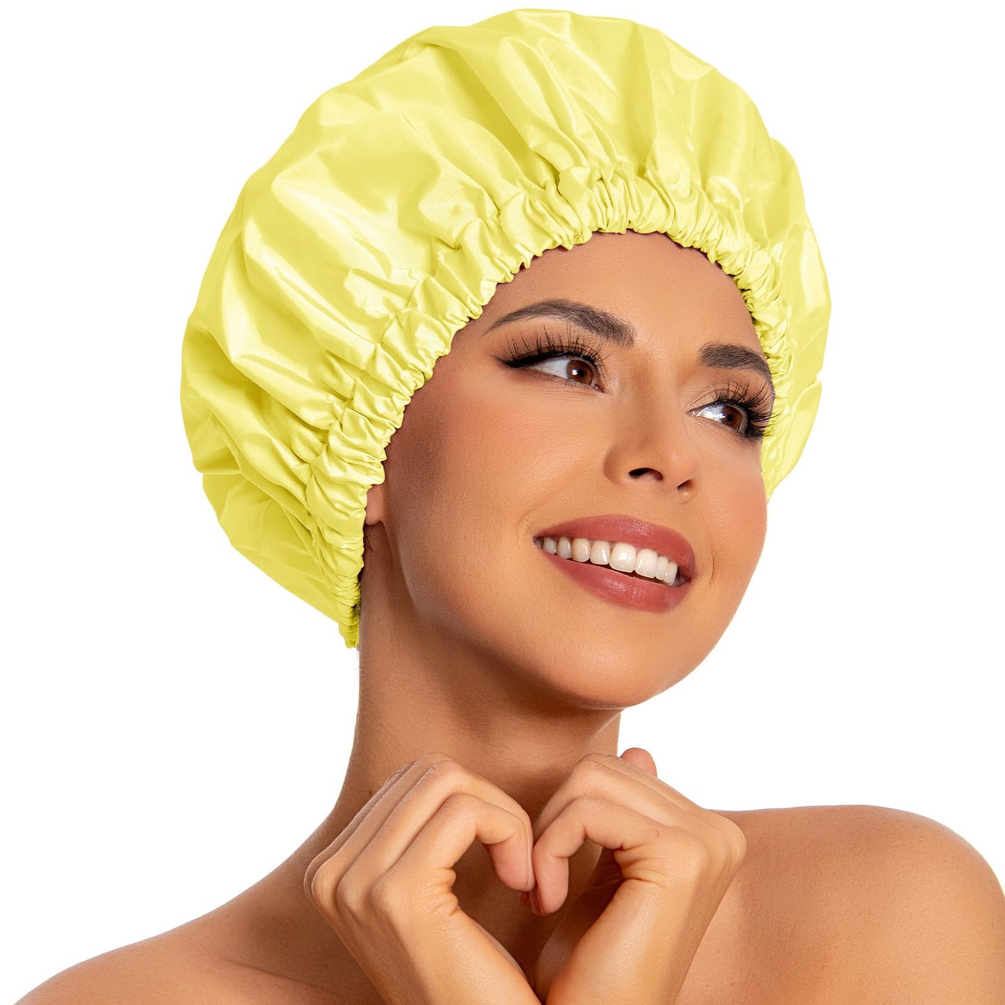 Edoneery Shower Caps for Women Reusable Waterproof, Shower Hair Cap