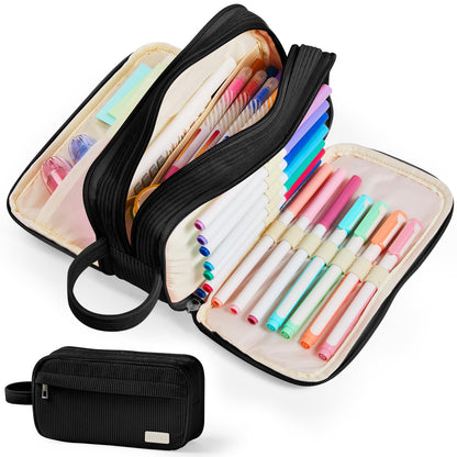 Sooez High Capacity Pencil Case, Soft Corduroy Pencil Pouch