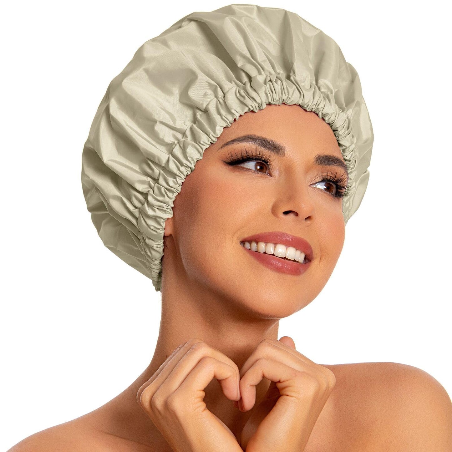 Edoneery Shower Caps for Women Reusable Waterproof, Shower Hair Cap