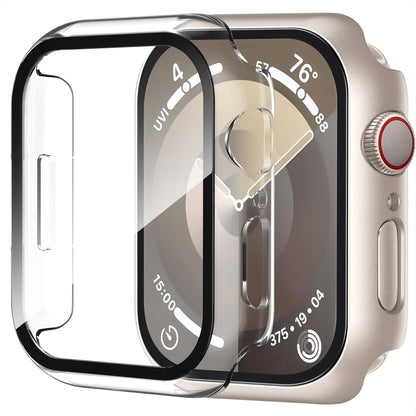 Smiling 2 Pack Case Compatible with Apple Watch SE 3 (2025)/ SE 2/ SE/Series 6/5/4 40mm with Tempered Glass Screen Protector, Hard PC Case Overall Protective Cover- 1 Blue+ 1 Transparent