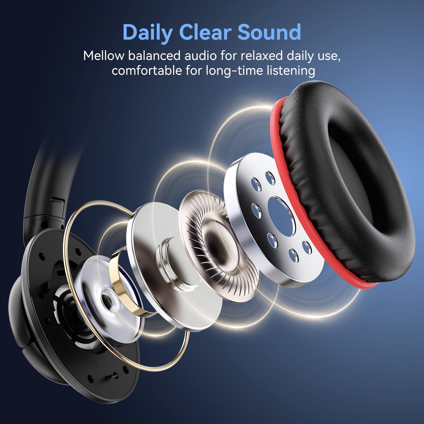 Wired Headphones with Mic, 3.5mm Headphones Volume Control for School Blue