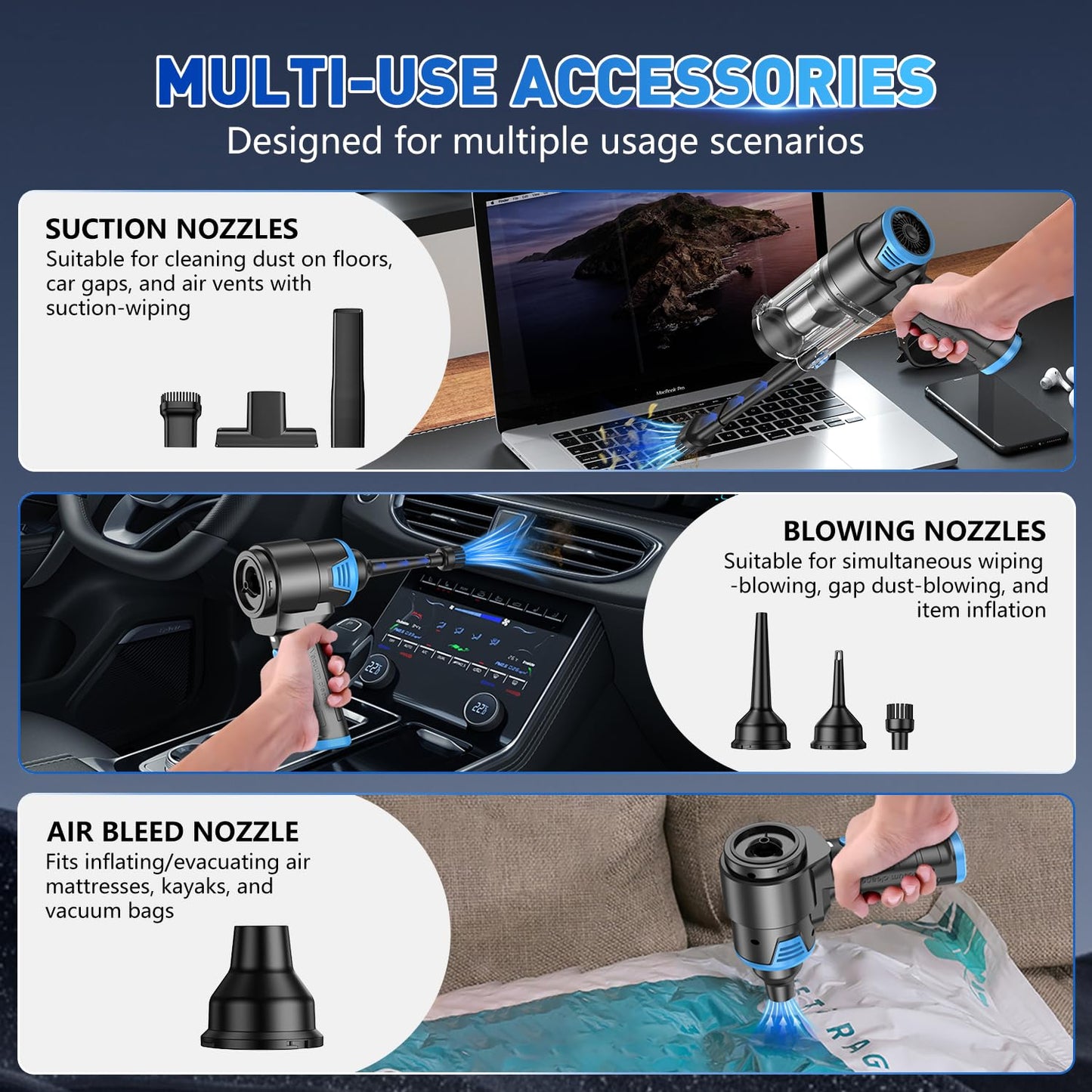 KMM Handheld Car Vacuum Cleaner, Hand Held Vacuum Cleaner and Air Duster