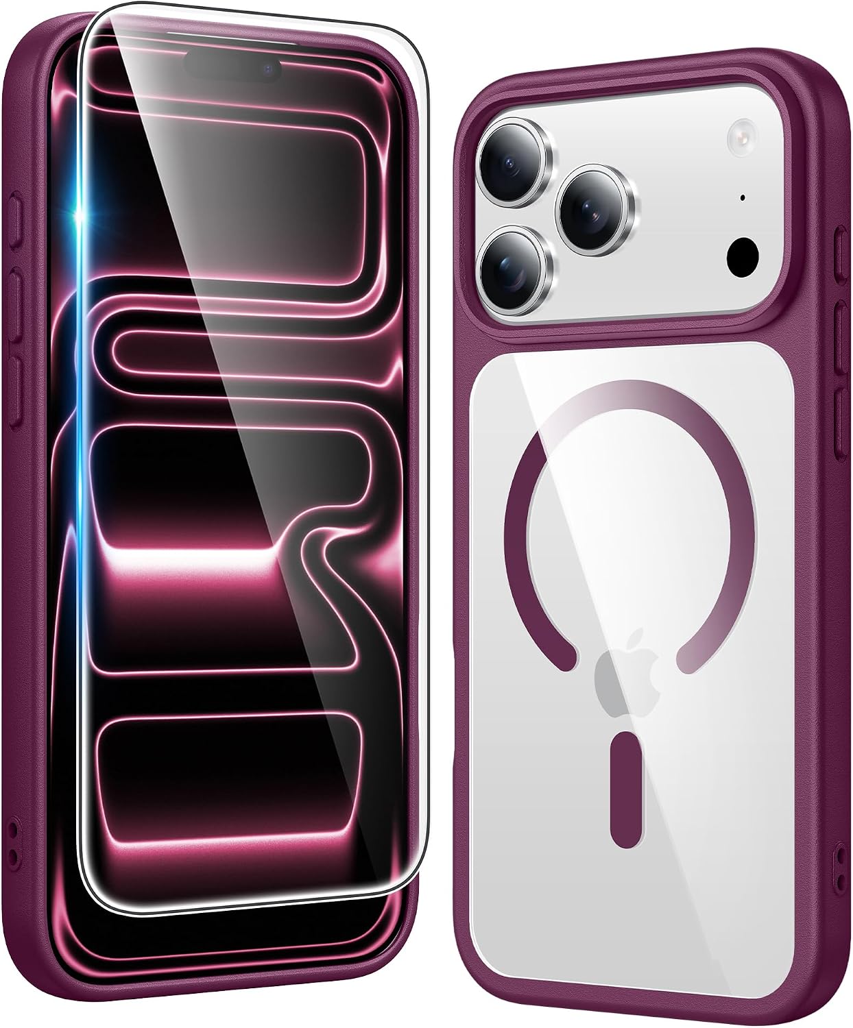 FNTCASE for iPhone 17 Pro Case Clear Magnetic with Screen Protector