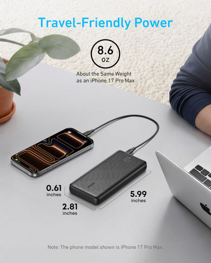 Anker Power Bank, 10,000mAh Portable Charger, PowerIQ USB-C Battery Pack
