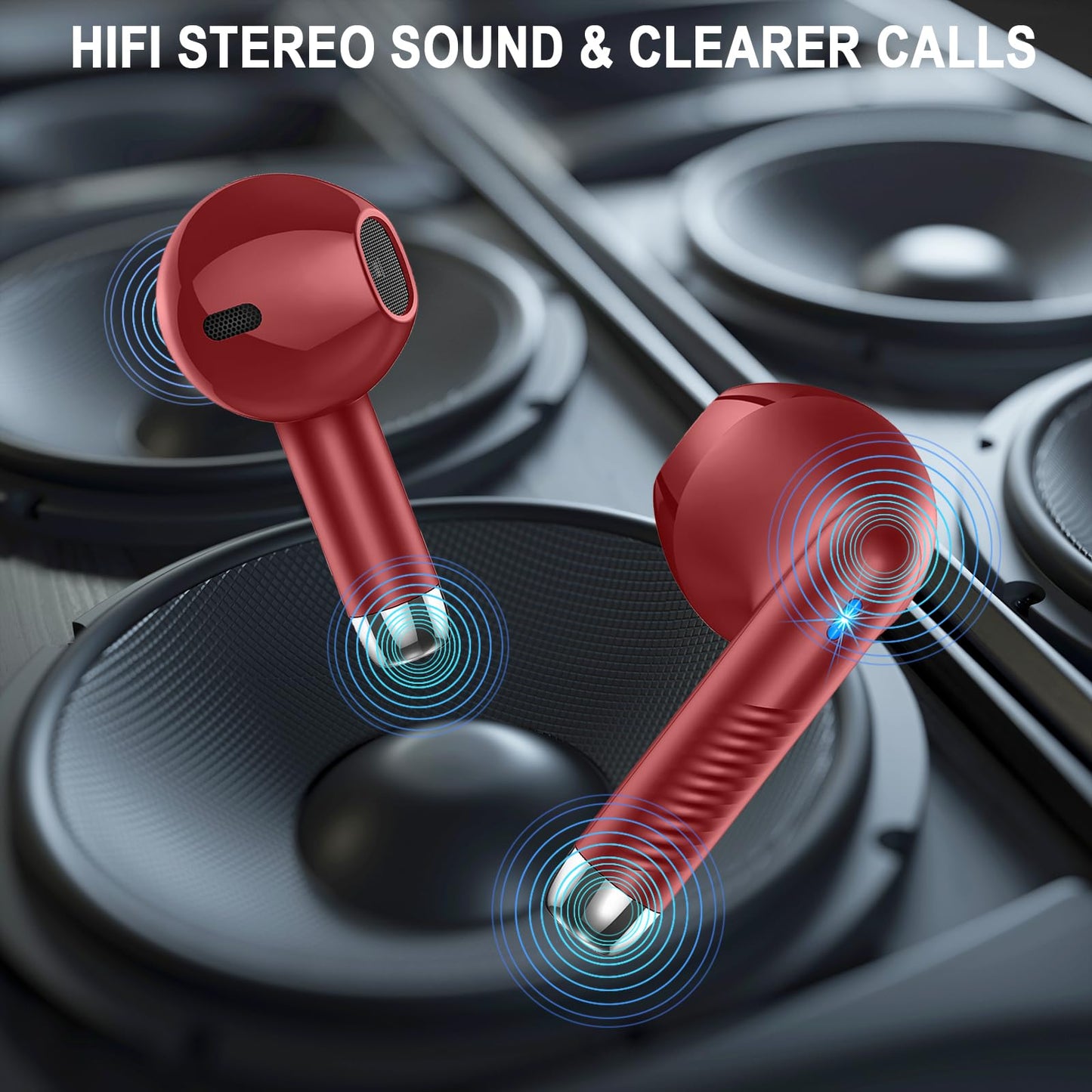 Wireless Earbuds, Bluetooth 5.4 Ear Buds, LED Power Display, 6D Bass Stereo