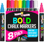 CHALKY CROWN Liquid Chalk Markers - Bold Chalkboard Markers - 8 Pack, 6mm