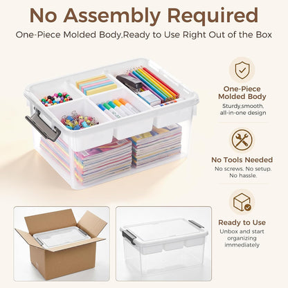 Citylife 6Qt 4Packs Clear Craft Organizers and Storage BOX, Sensory Bins