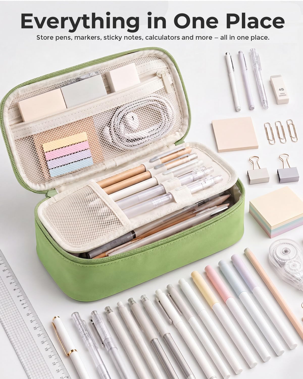 WEMATE Pencil Case, Large Storage Organizer, Makeup Bag, Teacher Must - have, Big Pencil Pouch, Marker Case for College