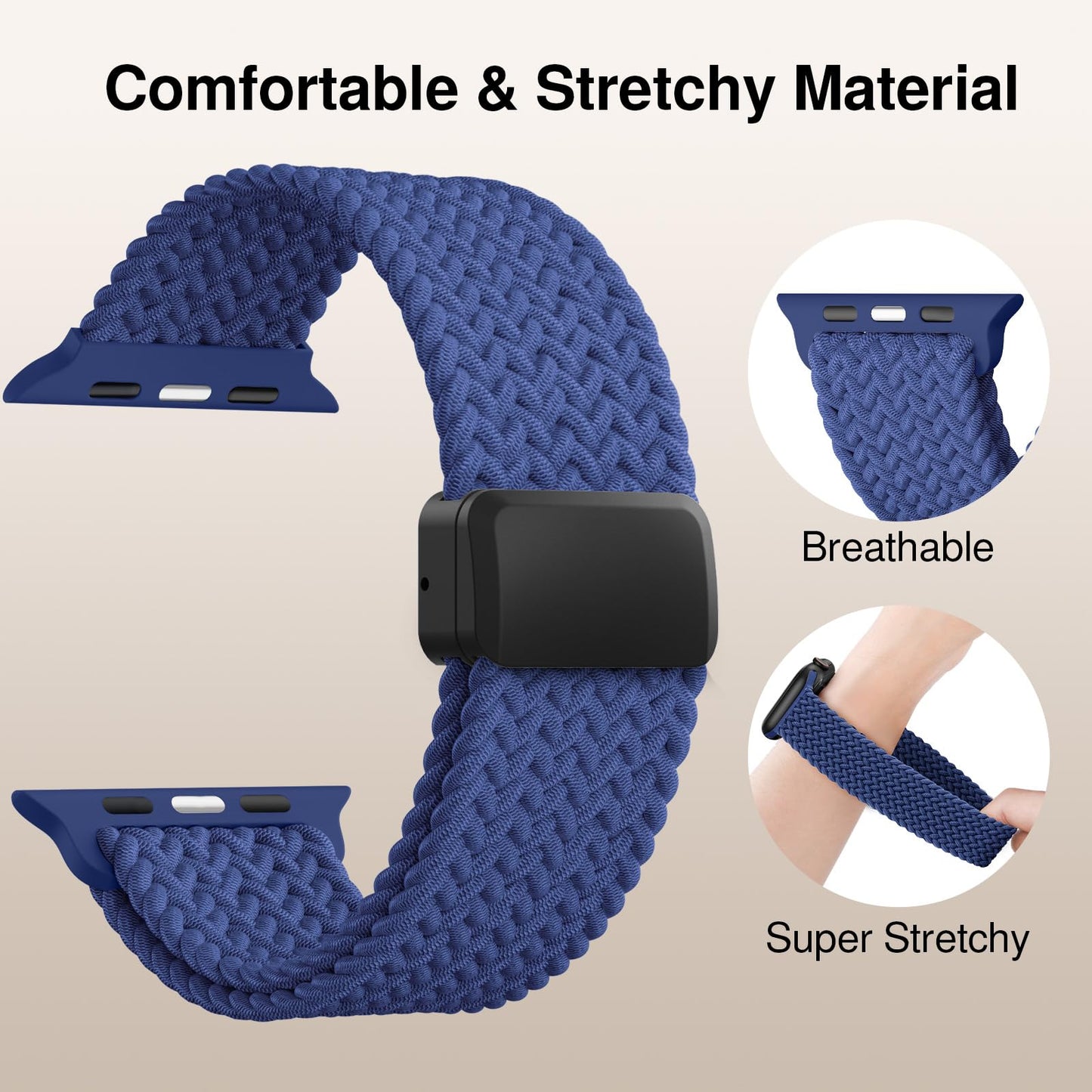 Braided Stretchy Magnetic Band Compatible with Apple Watch Bands Women Men