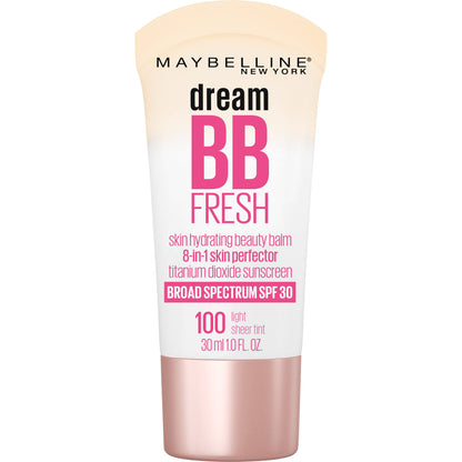 MAYBELLINE Dream Fresh Skin Hydrating BB Cream, 8-in-1 Skin Perfecting Beauty Balm With Broad Spectrum Spf 30, Sheer Tint Coverage, Oil-Free, Deep, 1 Fl Oz