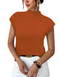 Sampeel Womens Short Sleeve Sweater Mock Neck Summer Top Dressy Casual Basic Knit Pullover Shirt