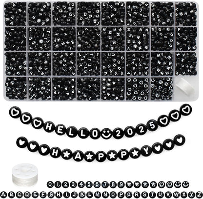 Looconi 810pcs Gold Letter Beads Square 6x6mm White Cube Acrylic Alphabet A-Z with Heart Pattern and Crystal Line for Jewelry Making