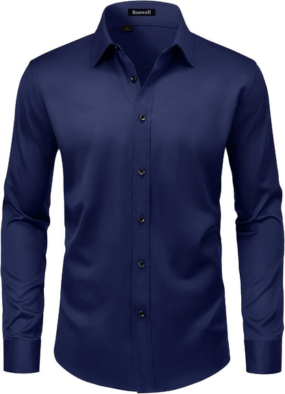 Men’s Wrinkle Free Dress Shirts Regular Fit Long Sleeve Non Iron Business Casual Wedding Stretch Button Down Shirt