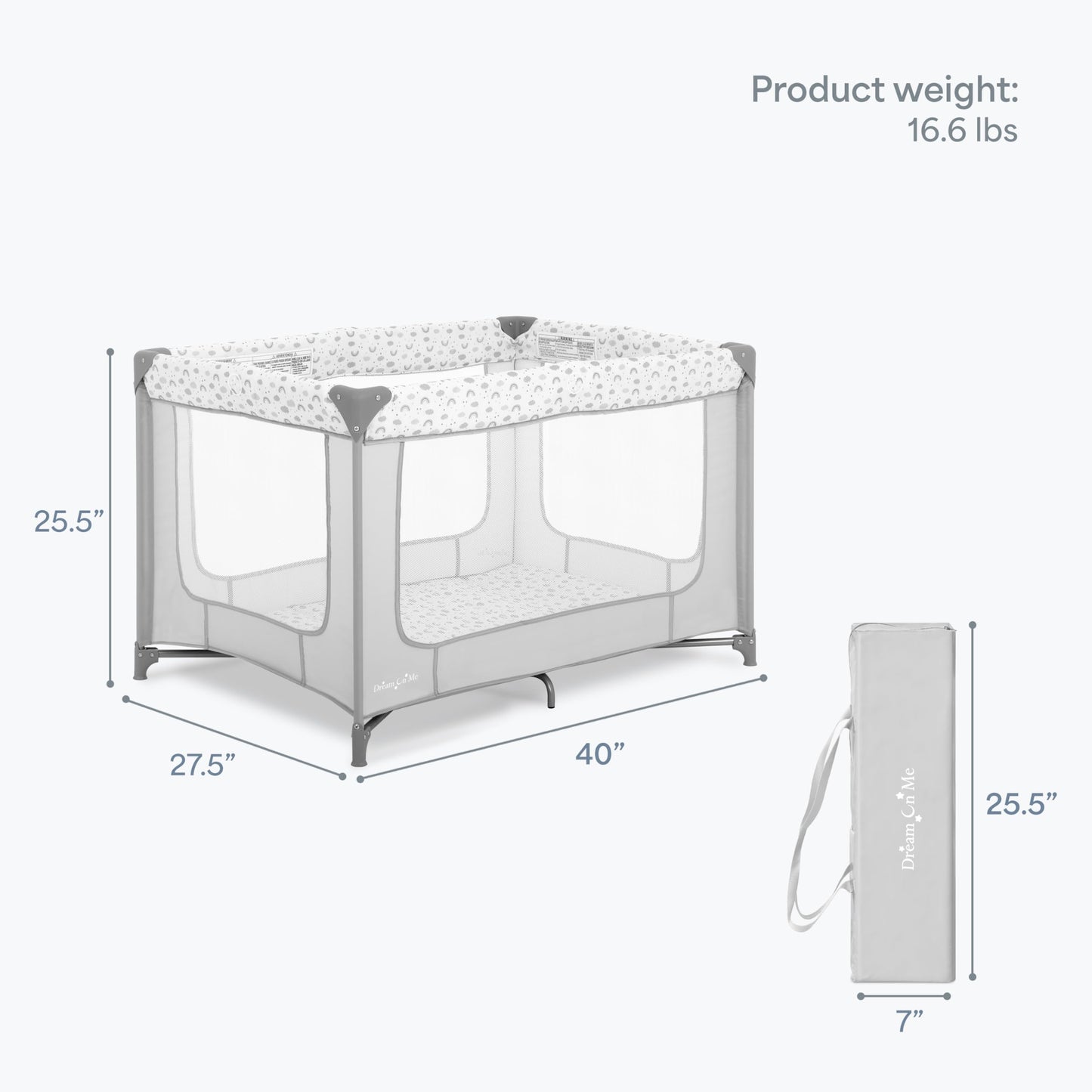 Dream On Me Zodiak Portable Playard, Compact for Travel, Carry Bag, Gray & Pink