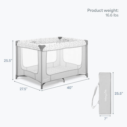 Dream On Me Zodiak Portable Playard, Compact for Travel, Carry Bag, Gray & Pink